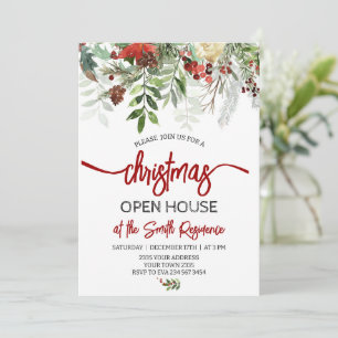 Elegant Christmas Holiday Open House Party Invitation