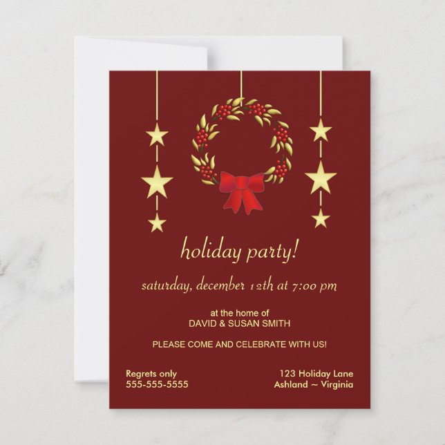 Elegant Christmas Holiday Party Invitations (Front)