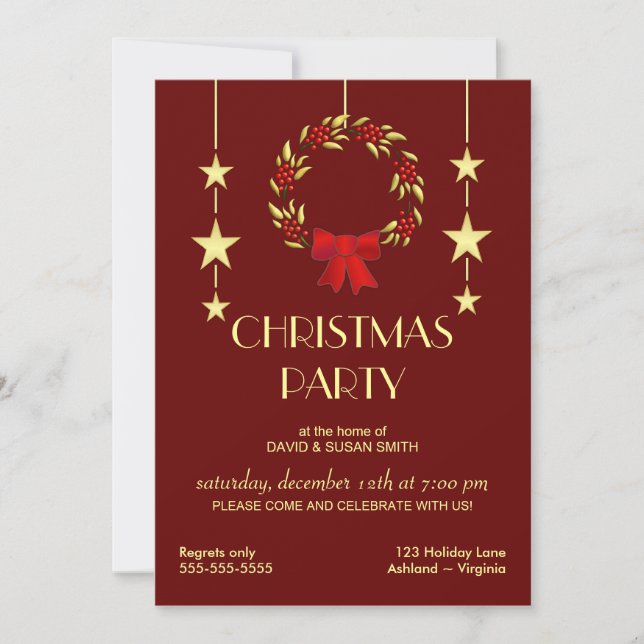 Elegant Christmas Holiday Party Invitations (Front)