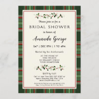 Elegant Christmas Holiday Plaid Bridal Shower