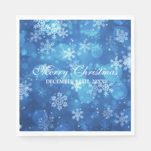 Elegant Christmas Holiday Sparkle Blue Napkin