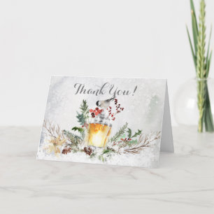 Elegant Christmas Holiday Thank You with Chickadee
