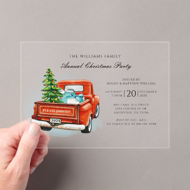 Elegant Christmas Holidays Family Party Acrylic Invitations (Insitu (Handheld))