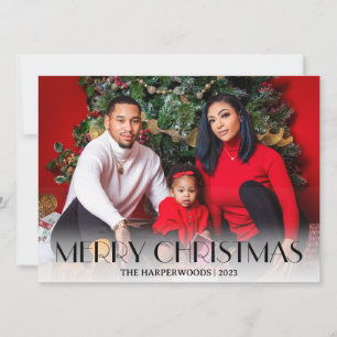 Elegant Christmas holidays Script Family One Photo Holiday Card