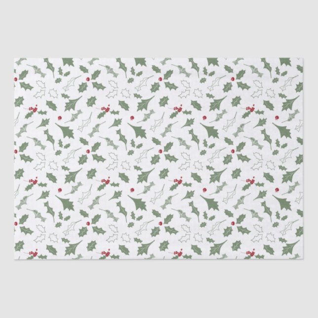 ELEGANT CHRISTMAS HOLLY  TISSUE PAPER (Front)
