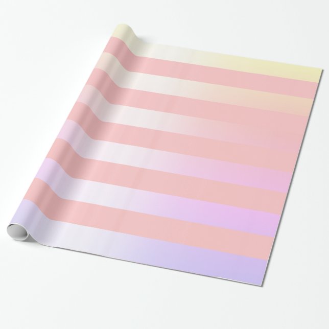 Elegant Christmas holographic & pink stripe Wrapping Paper (Unrolled)
