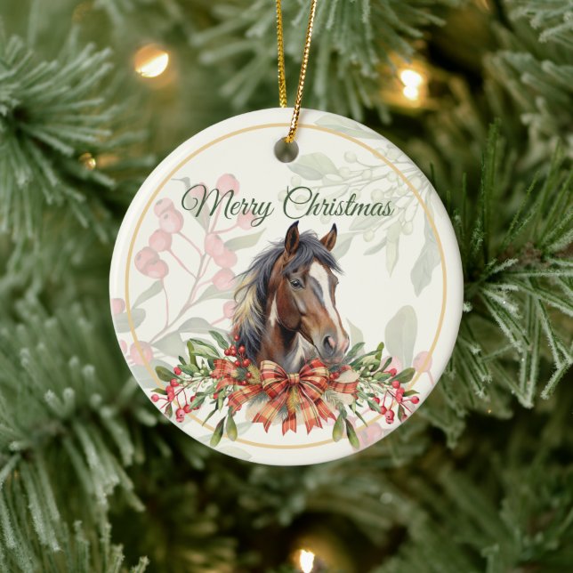 Elegant Christmas Horse Ceramic Tree Decoration (Tree)