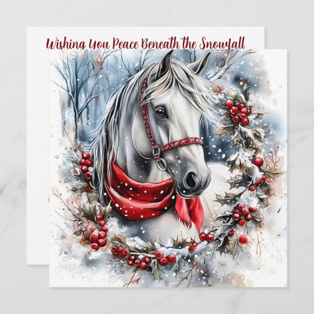 Elegant Christmas Horse with Winter Wreath Custom (Front/Back)
