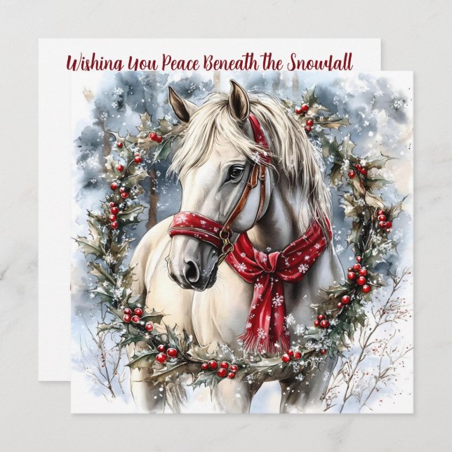Elegant Christmas Horse with Winter Wreath Custom (Front/Back)