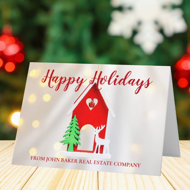 Elegant Christmas House Custom Real Estate Company Holiday Card (Creator Uploaded)