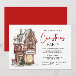 Elegant Christmas House Family Party Invitation
