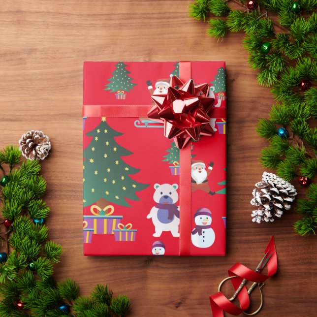 Elegant christmas illustration wrapping paper (Holiday Gift)