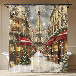 Elegant Christmas in Paris Holiday  Shower Curtain