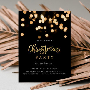 Elegant Christmas Invitation Black and Gold