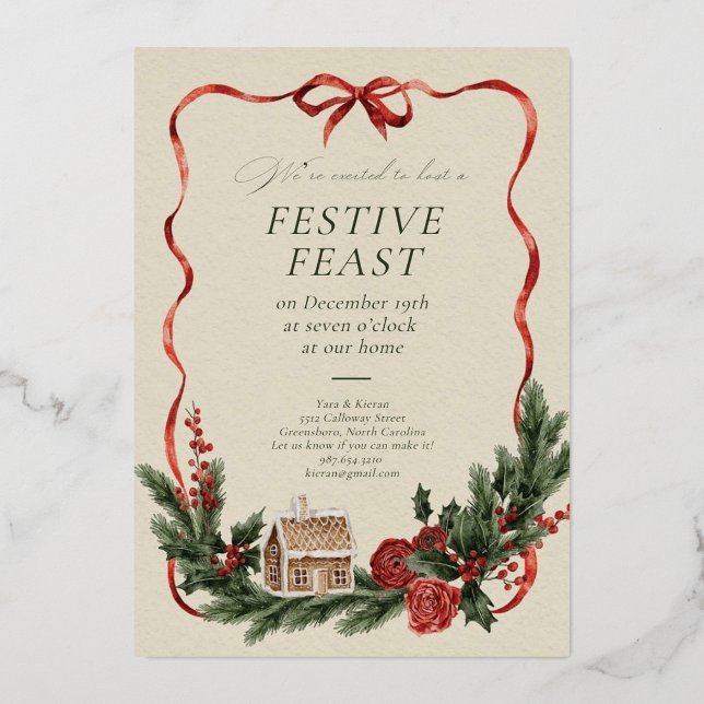 Elegant Christmas Invitation Card (Front)