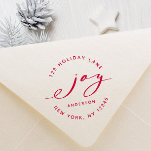 Elegant Christmas Joy Holiday Return Address Self-inking Stamp