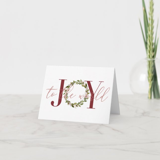Elegant Christmas Joy to the World Holiday Wreath (Front)