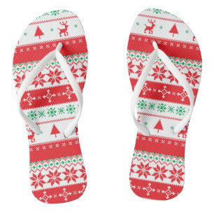 Elegant Christmas Knitted Pattern Flip Flops
