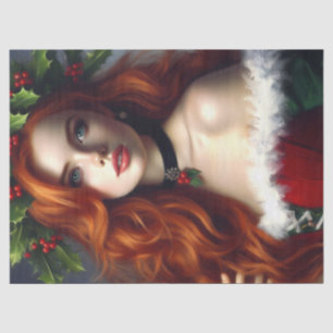 Elegant Christmas  Lady With Red Hair  Tissue Paper