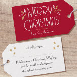 Elegant Christmas Leaves Custom Deep Red Gold Gift Tags<br><div class="desc">Add a touch of Art Deco style to your Christmas with these festive gift tags. A stylish design featuring leaves and berries in a colour palette of deep red, white and a gold coloured texture. This editable template can be personalised on the front and back with a name, family name...</div>