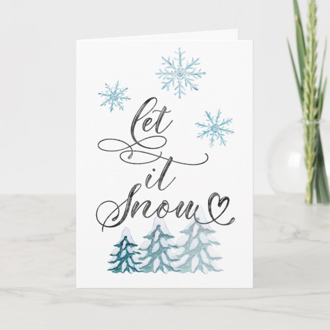 Elegant Christmas Let it snow snowflakes Card (Front)