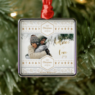 Elegant Christmas Love Photo Metal Tree Decoration
