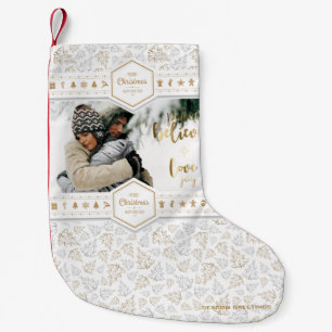 Elegant Christmas Love Photo Small Christmas Stocking
