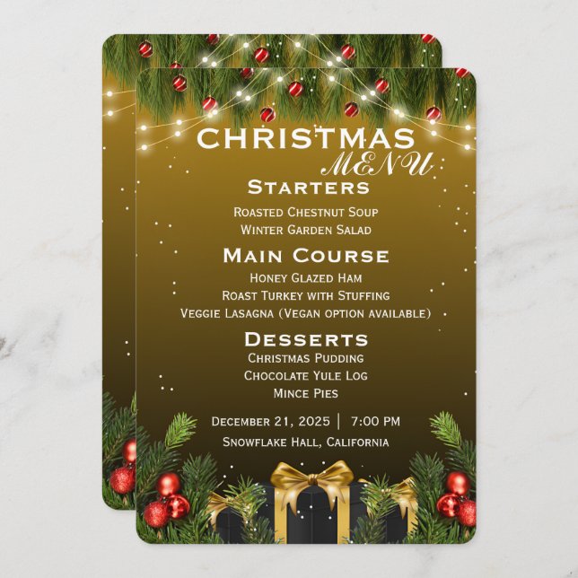 Elegant Christmas Menu (Front/Back)