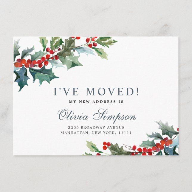 Elegant Christmas Mistletoe Moving Announcement (Front)