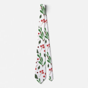 Elegant Christmas Mistletoe Pattern   Necktie