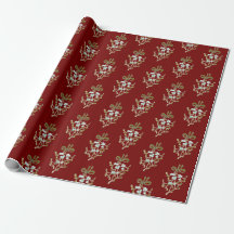 Elegant Christmas Mistletoe Pattern on Red  