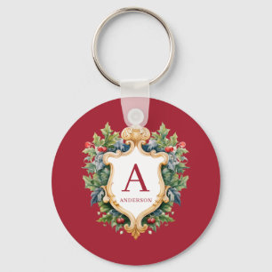 Elegant Christmas Monogram Letter  Key Ring