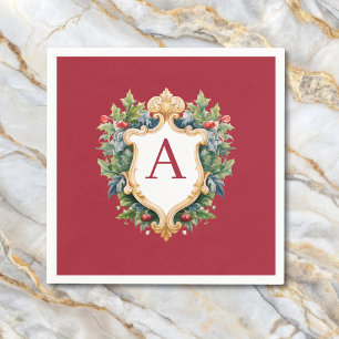 Elegant Christmas Monogram Letter  Napkin