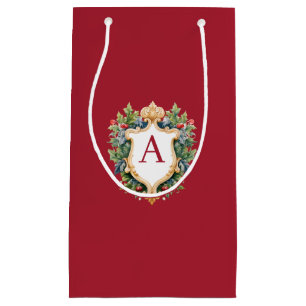 Elegant Christmas Monogram Letter Small Gift Bag