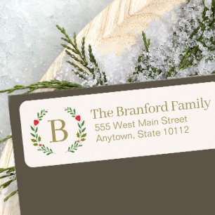 Elegant Christmas Monogram Wreath Merry
