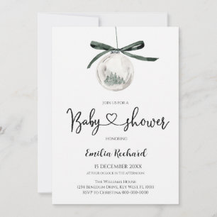 Elegant  Christmas Ornament baby shower Invitation