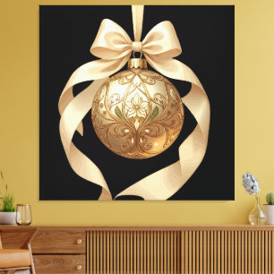 Elegant Christmas Ornament Beige and Brown Canvas Print