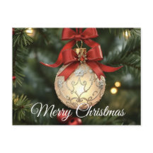 Elegant Christmas Ornament Collection with Red Bow