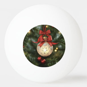 Elegant Christmas Ornament Collection with Red Bow Ping Pong Ball