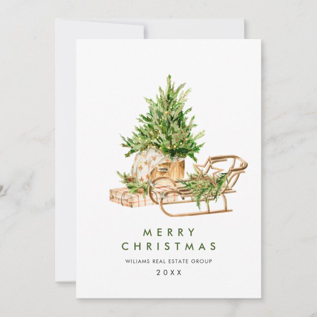 Elegant Christmas Ornament Corporate Greeting Holiday Card (Front)