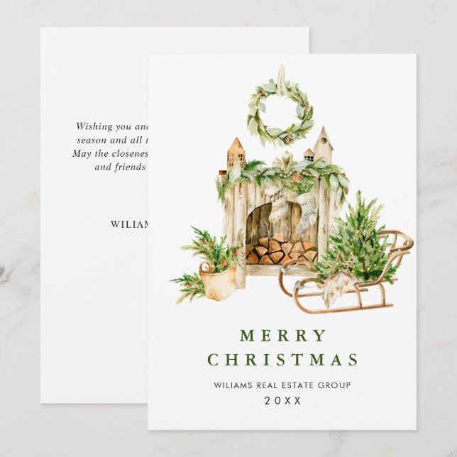 Elegant Christmas Ornament Corporate Greeting Holiday Card (Front/Back)