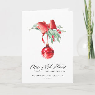 Elegant Christmas Ornament Corporate Greeting Holiday Card