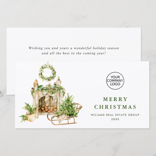 Elegant Christmas Ornament Corporate Greeting Holiday Card (Front/Back)