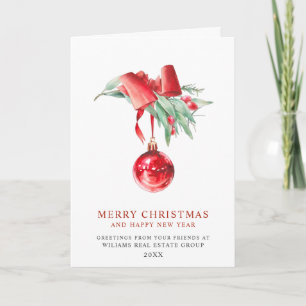 Elegant Christmas Ornament Corporate Greeting Holiday Card