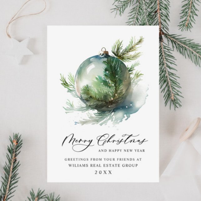 Elegant Christmas Ornament Corporate Greeting Holiday Card (Creator Uploaded)