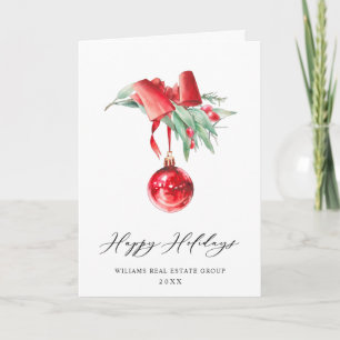 Elegant Christmas Ornament Corporate Greeting Holiday Card