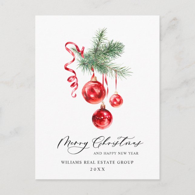 Elegant Christmas Ornament Corporate Greeting Postcard (Front)