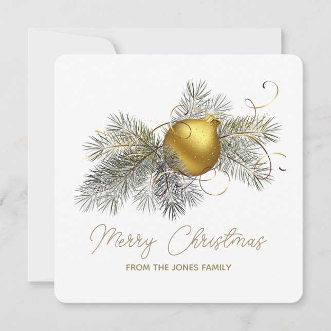 Elegant Christmas Ornament Custom Holiday Card (Front)