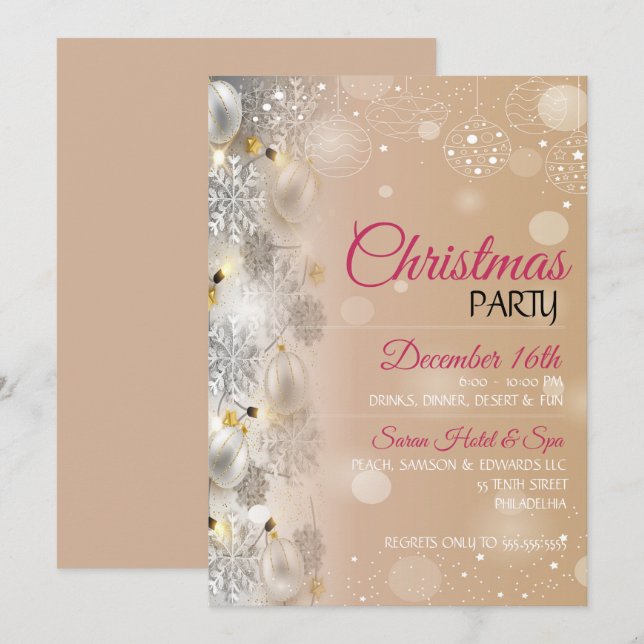 Elegant Christmas Ornament Design Party Invitation (Front/Back)