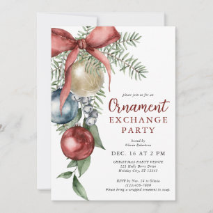 Elegant Christmas Ornament Exchange Party Invitation